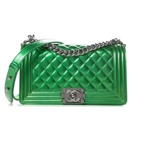 Chanel green boy bag